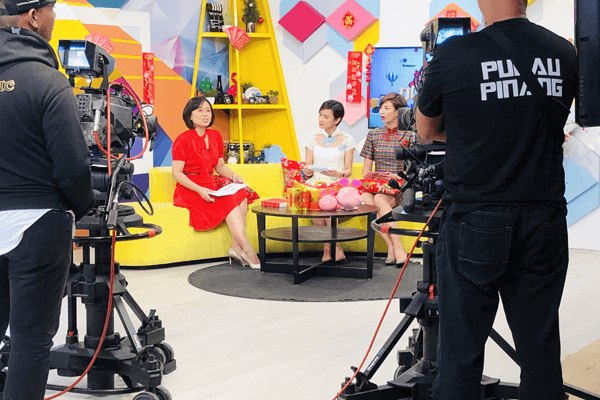 A television crew filming the Chinese New Year programme