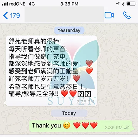 WhatsApp message from a client sharing their result